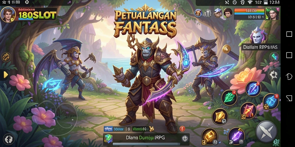 Screenshot gameplay 180SLOT menunjukkan aksi mendebarkan dalam pertempuran RPG.