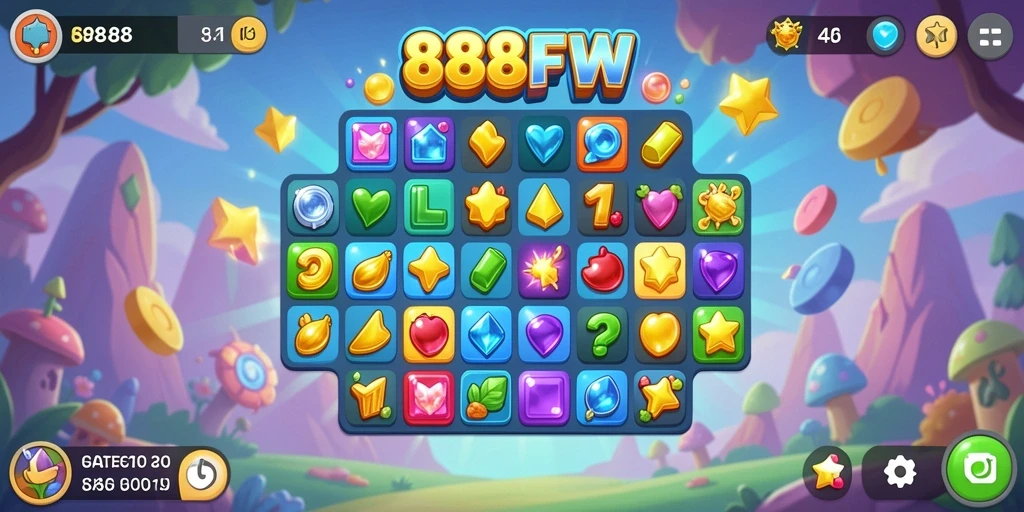 Tampilkan gameplay seru dan colorful dari 888FW Match-3.