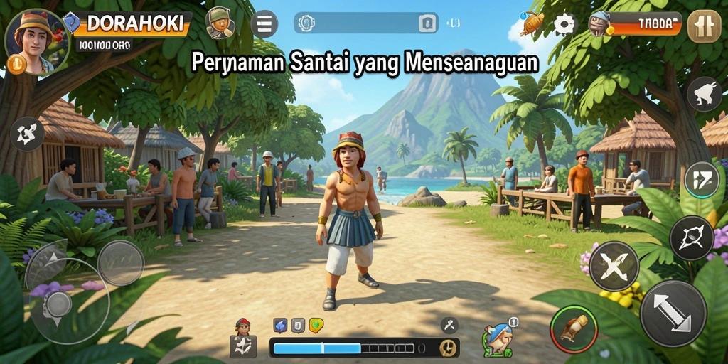 Tangkapan layar utama DORAHOKI menampilkan gameplay yang seru dan penuh warna.