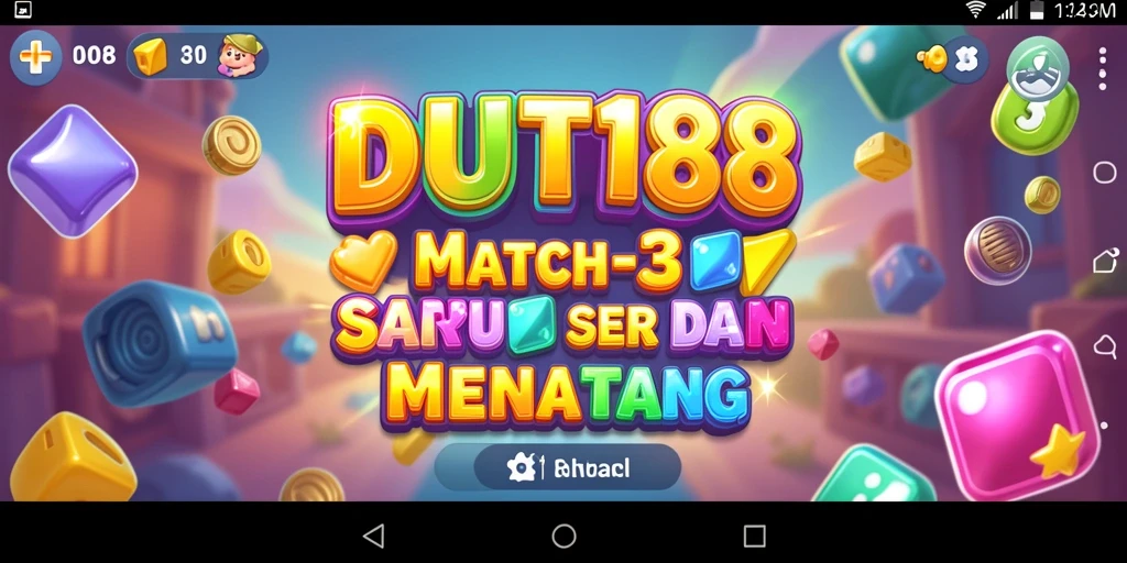 Screenshot utama DUIT188 menampilkan permainan Match-3 yang seru dan penuh warna.