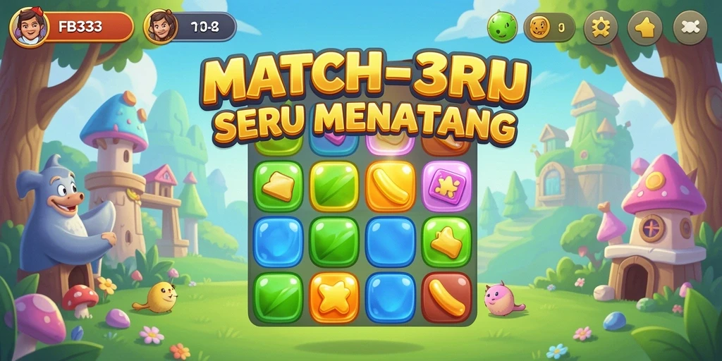 Tampilan gameplay seru FB333 dengan efek mencocokkan objek.