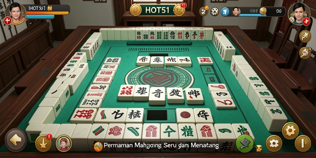 Tampilan gameplay HOT51 dengan elemen Mahjong yang menantang.