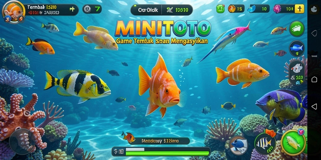 Tampilan screenshot gameplay Tembak Ikan yang menawan.