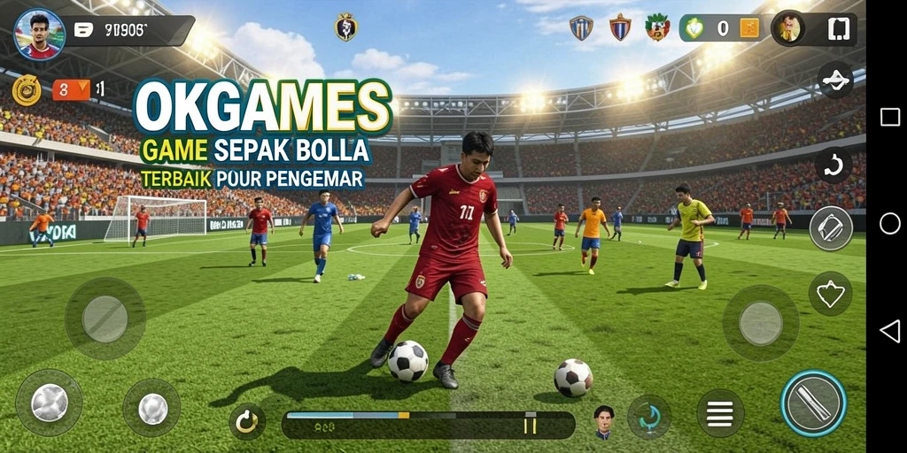 Tampilan gameplay menarik dari OKGAMES dengan aksi sepak bola yang seru.