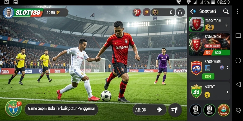 Tampilan gameplay SLOT138 yang seru dengan aksi sepak bola intens.