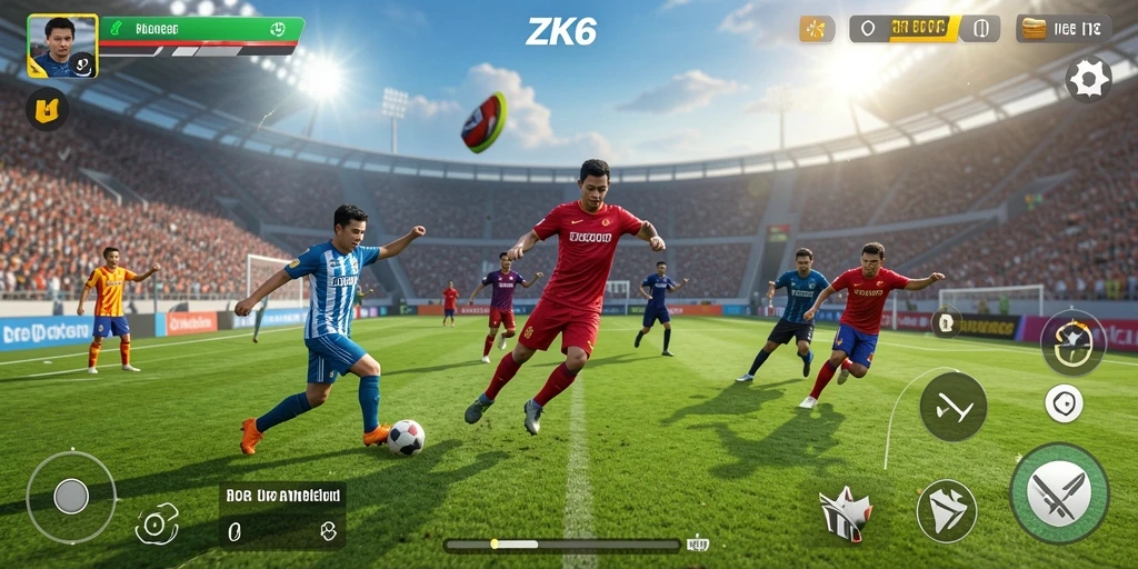 Tangkapan layar gameplay ZK6 yang menampilkan aksi seru di lapangan.